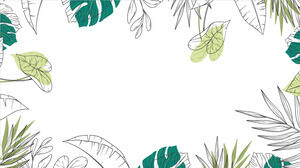 Trois images d'arrière-plan PPT de feuilles vertes dessinées à la main