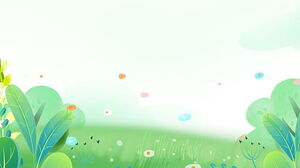 六張綠色清新的春天植物水彩PPT背景圖片