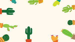 Quatre images de fond PPT de cactus de dessin animé à télécharger gratuitement