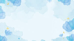 Empat gambar latar belakang PPT bunga cat air biru