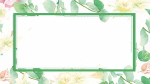 3 つの緑と新鮮な水彩植物の葉と花の PPT 背景画像