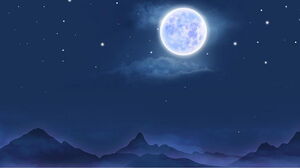 4 つの青い夜空と月の PPT 背景画像