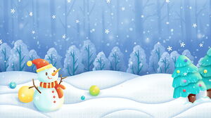 两个卡通冬季雪人PPT背景图片