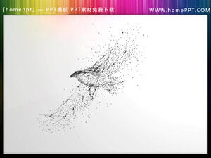 Imagen de material PPT de pájaro volador de partículas negras