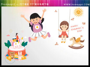 Download three cartoon birthday PPT materials for little girls