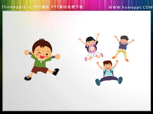 Faça o download de dois conjuntos de materiais PPT para crianças pulando de desenho animado