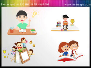Faça o download de quatro materiais PPT infantis de desenhos animados para leitura e lição de casa
