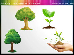 Cartoon Tree Sprout Holding Plant Download materiale PPT