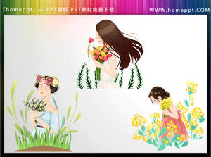 Download de materiais PPT de cinco ilustrações coloridas requintadas para meninas