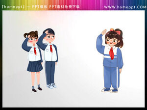 Scarica otto materiali PPT sciarpa rossa in stile cartone animato per gli studenti delle scuole primarie
