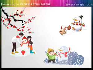 Four sets of cartoon snowman PPT illustration materials