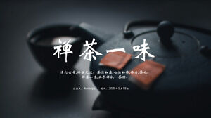 Scarica il modello PPT Tea Zen Monopoly con uno sfondo di cerimonia del tè nero