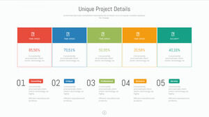 Five parallel data comparison PPT materials