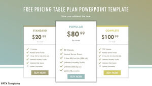 Basit Fiyatlandırma Tablosu Planı için Ücretsiz Powerpoint Şablonu