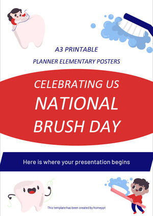 A3 Yazdırılabilir Planlayıcı İlköğretim Posterleri - ABD Ulusal Fırça Günü Kutlaması