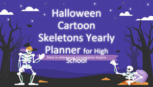 Planificateur annuel de squelettes de dessins animés d'Halloween pour le lycée