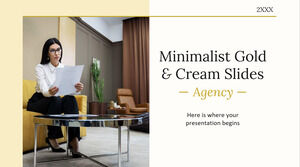 Agenzia minimalista di diapositive oro e crema