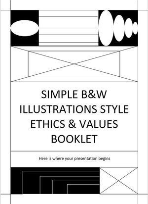 Prosta, czarno-biała ilustracja Broszura dotycząca etyki i wartości