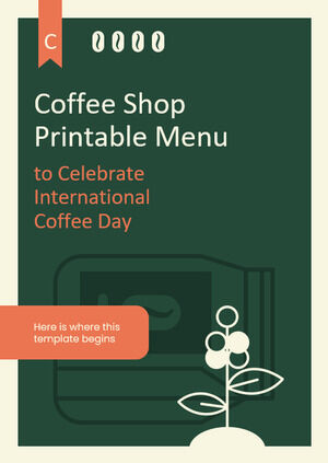 Menu imprimível de cafeteria para comemorar o Dia Internacional do Café