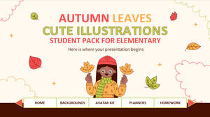 Illustrazioni carine di foglie d'autunno - Pacchetto studenti per scuola elementare