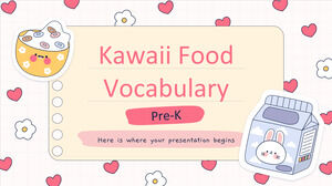 Vocabolario alimentare Kawaii per la scuola materna