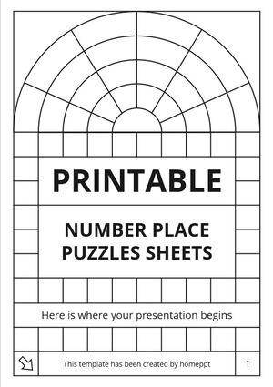 인쇄 가능한 고급 숫자 배치 퍼즐 시트