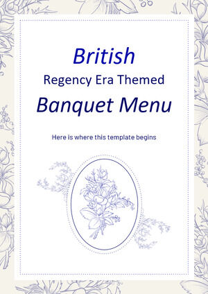 Menu de banquet sur le thème de l'époque de la régence britannique