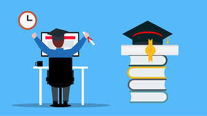 สมุดคำตอบ Doctoral Hat Graduation Theme ภาพประกอบวัสดุ PowerPoint สำหรับนักศึกษา