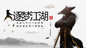 Laden Sie die PPT-Vorlage "Dream Chasing Jianghu" im Kampfkunststil herunter