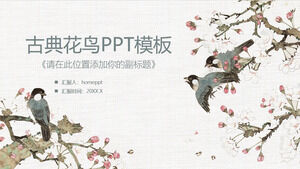 Scarica il modello PPT in stile cinese classico con sfondo di fiori e uccelli