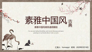 Téléchargez le modèle PPT de style chinois classique et élégant avec un fond de fleurs et d'oiseaux