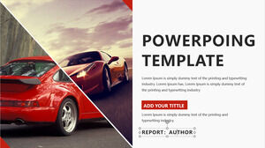 Download gratuito de modelos PPT de empresas europeias e americanas com um fundo de carro esportivo vermelho