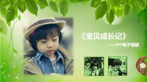 Grüne und frische PPT-Vorlage für das elektronische Fotoalbum "Baby Growth" für Kinder