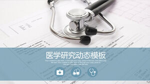 Stethoscope and medical report background PPT template for medical topics
