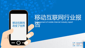 Pobierz szablon PPT dla niebieskiego minimalistycznego raportu branży mobilnego internetu
