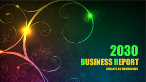 PPT Template for Business Report with Colorful Luminous Vine Pattern Background