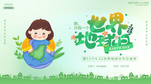 Download del modello PPT per la promozione della Giornata mondiale della Terra in stile illustrazione verde e fresco