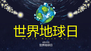 Espaço dos desenhos animados e plano de fundo da Terra para o planejamento de atividades do Dia Mundial da Terra PPT Download do modelo