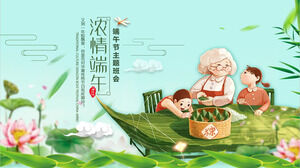 Download do modelo PPT de reunião de classe com tema verde, fresco e apaixonado do Dragon Boat Festival