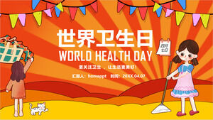 Sıcak Karikatür Dünya Sağlık Günü PPT Şablonunu İndirin