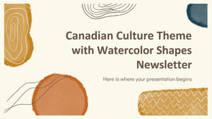 Buletin informativ cu temă de cultură canadiană cu forme de acuarelă