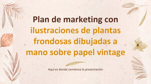 Plan de marketing de estilo frondoso dibujado a mano de papel vintage
