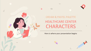 Charaktere des Gesundheitszentrums in Creme- und Pastellpalette