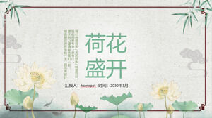 Download elegante do modelo PPT da flor de lótus Chinoiserie