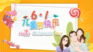Orange Warm Internationaler Kindertag PPT-Vorlage für Eltern-Kind-Aktivitätsplanung herunterladen