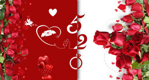 Download de modelo de PPT romântico 520 para o dia dos namorados com fundo de rosa vermelha