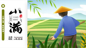 Descarga de la plantilla PPT para presentar el término solar Xiaoman en el fondo de los agricultores y los campos de trigo