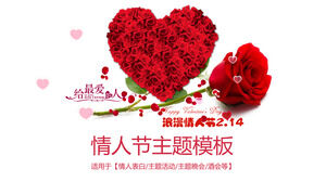 Romántica plantilla PPT del Día de San Valentín con fondo de rosa roja