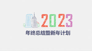 Uproszczony kolor, ręcznie malowany styl podsumowania na koniec roku Plan noworoczny szablon PPT do pobrania