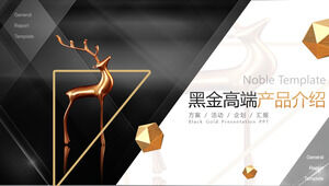 Black Gold Wind Introduzione al prodotto con sfondo di cervo dorato Download del modello PPT